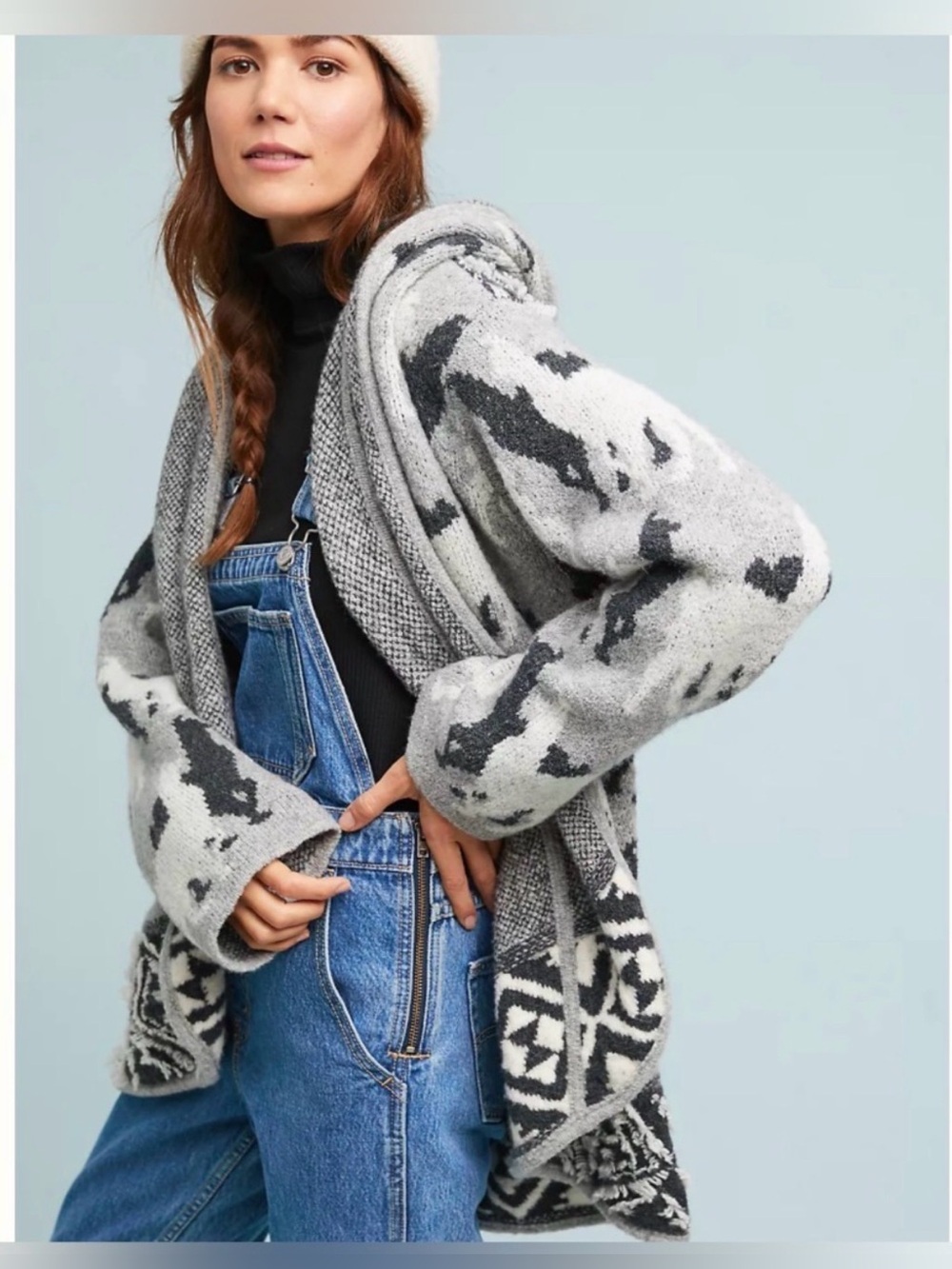 Anthropologie Akemi + Kin Grey Alpaca Llama Sweater Cardigan